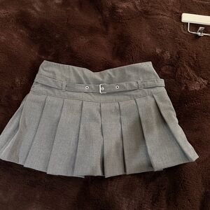 Gray Pleated Mini Skirt